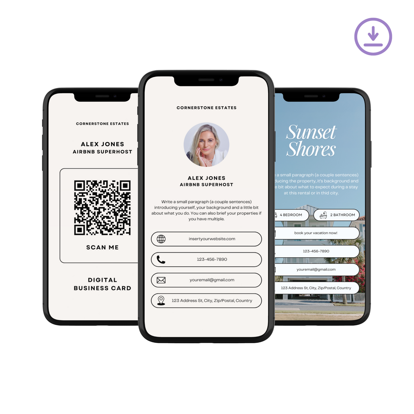 Short Term Rental Digital Business Card Template