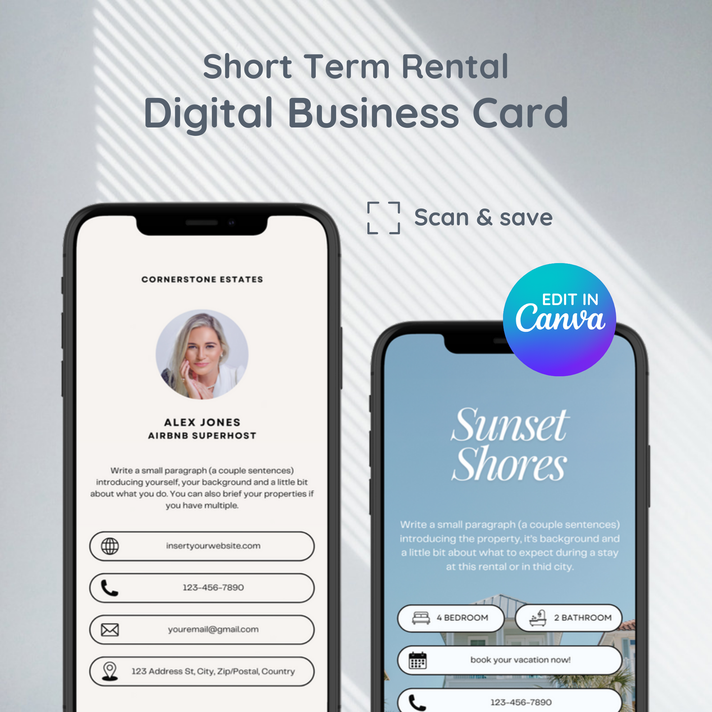 Short Term Rental Digital Business Card Template